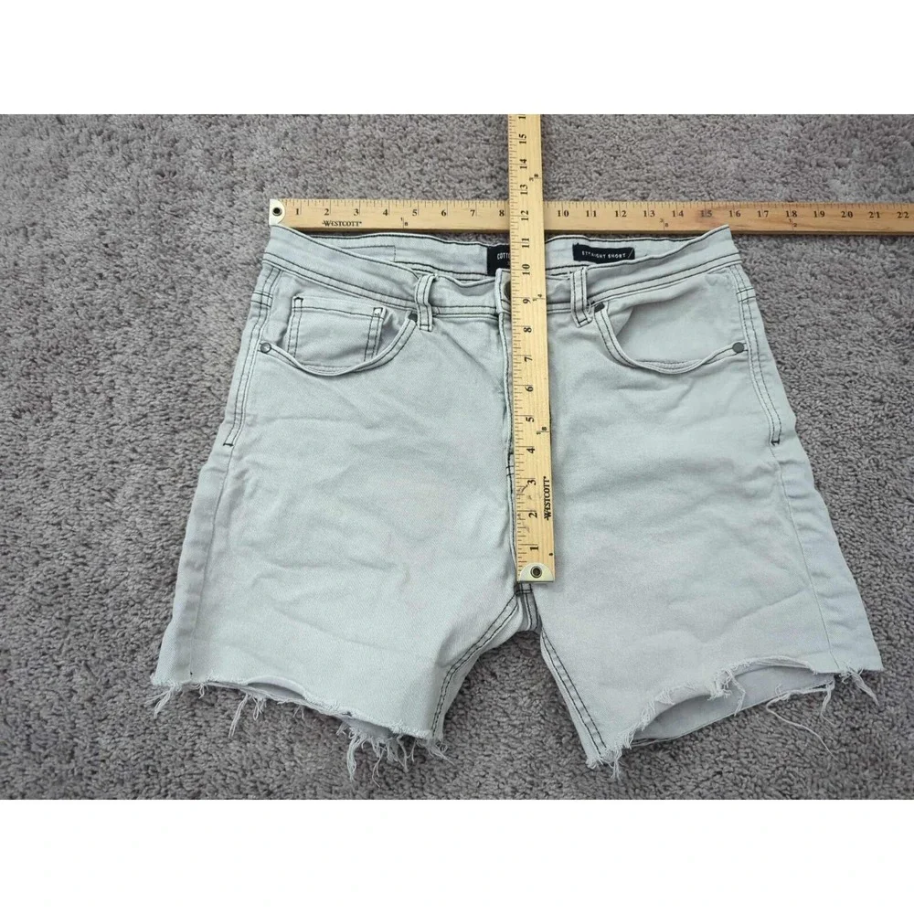 Cotton On Shorts Mens 32 Gray Denim Straight Frayed Hem Stretch‎ Casual